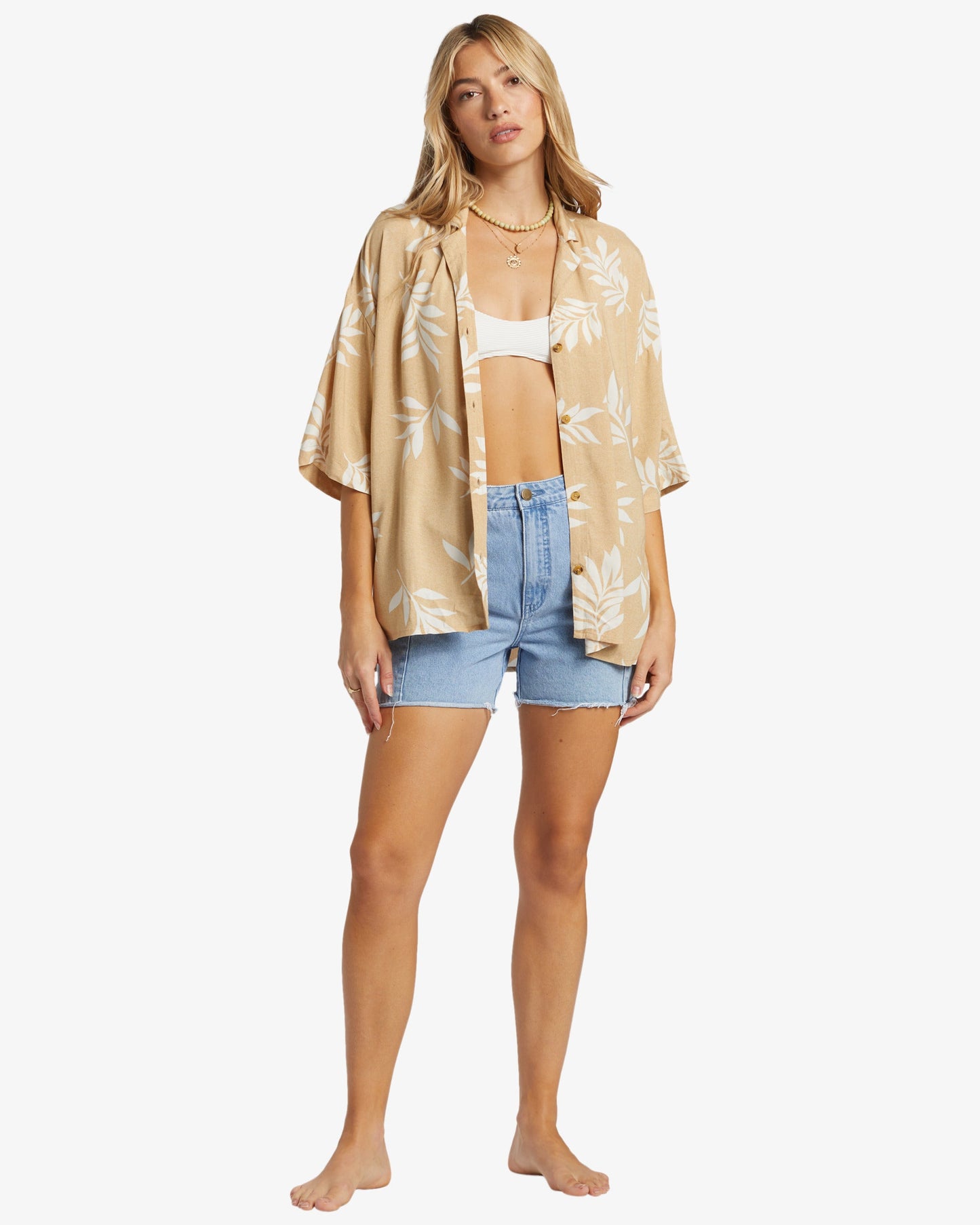 Womens Beach Side Oversized Short Sleeve Shirt