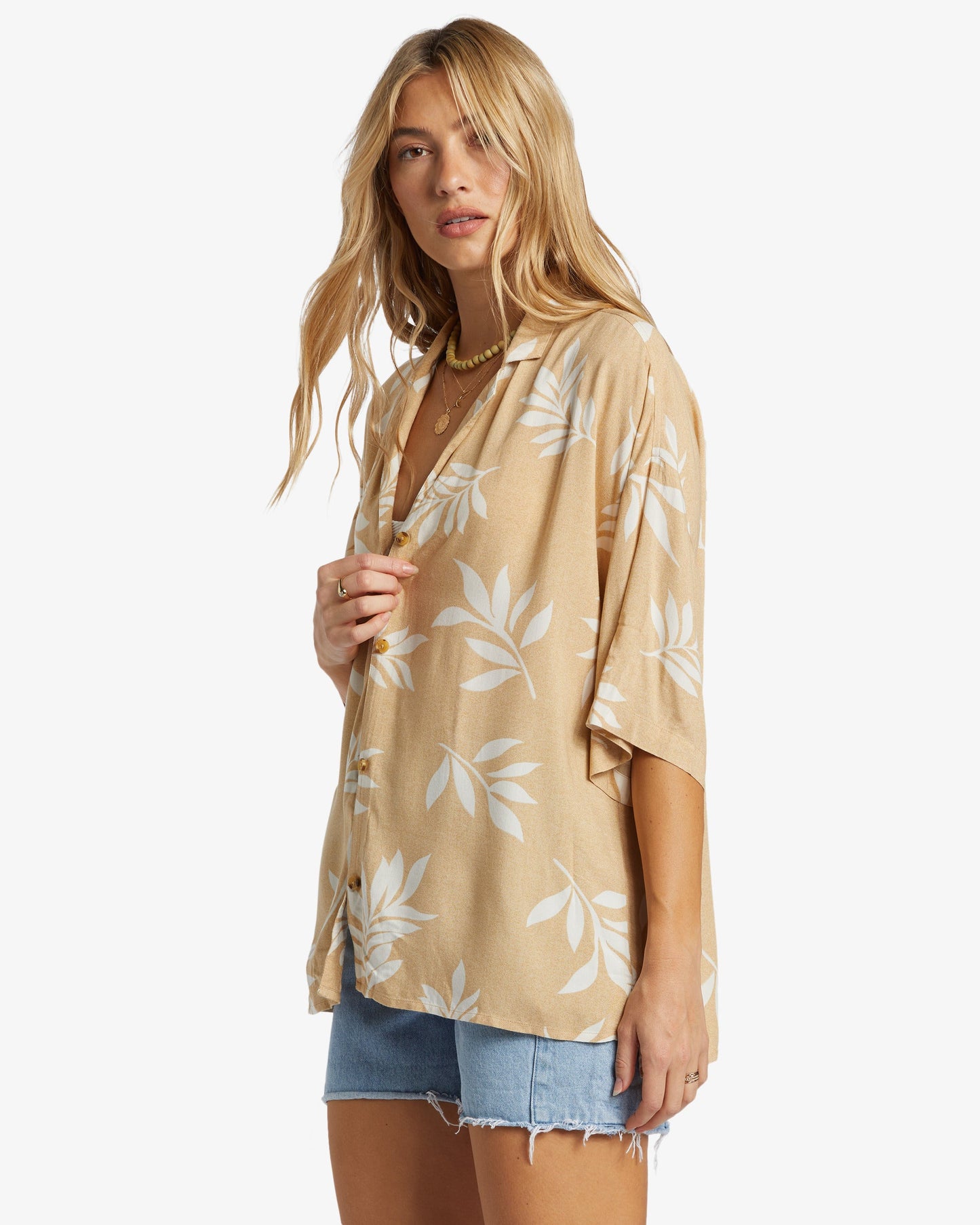 Womens Beach Side Oversized Short Sleeve Shirt