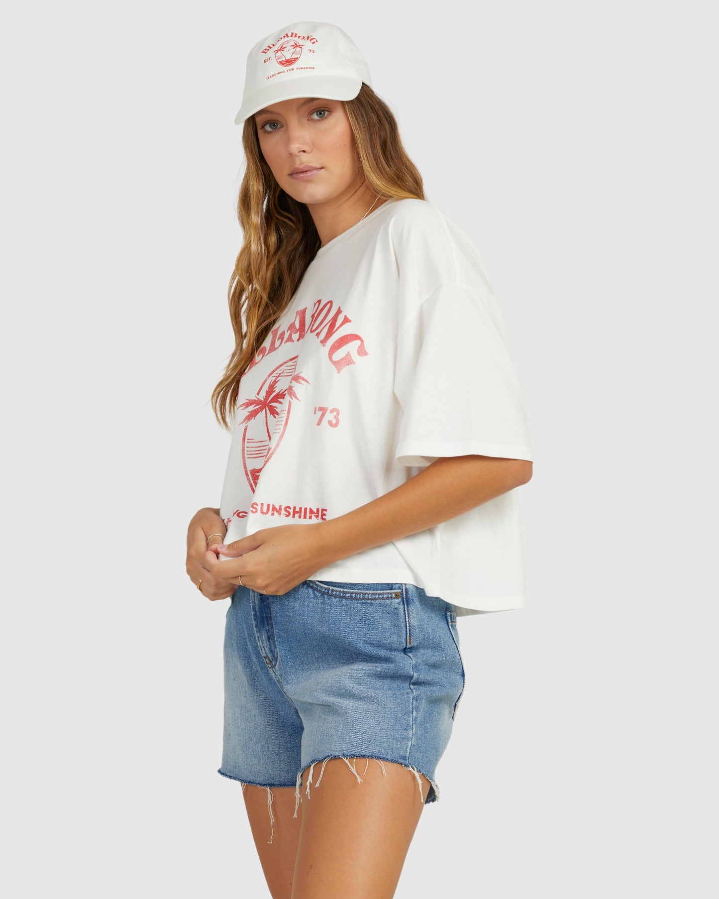 Womens Sunshine Life Cropped Boyfriend Graphic T-Shirt